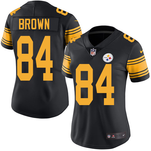 Women's Elite Antonio Brown Nike Jersey Black - #84 Rush NFL Pittsburgh Steelers